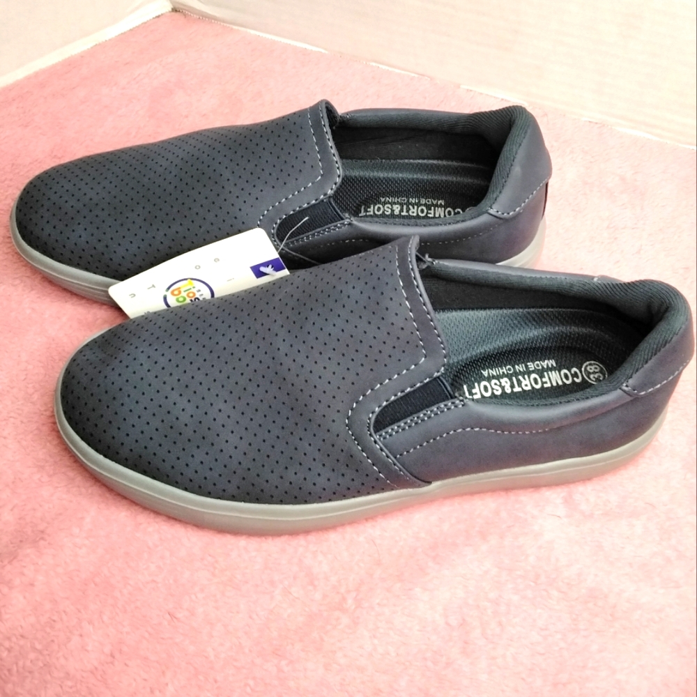 Navy size 7.5 slip on shoes